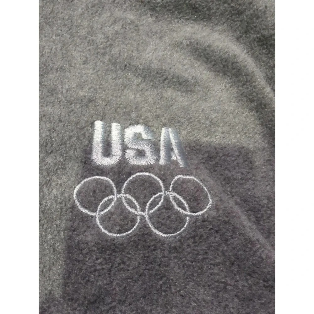 Vintage‎ USA Olympic Committee Fleece Vest Mens XL Gray Full Zip Made in USA